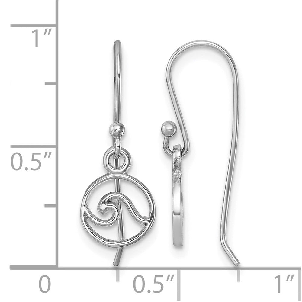 Sterling Silver Rhodium-plated Polished Wave Dangle Earring