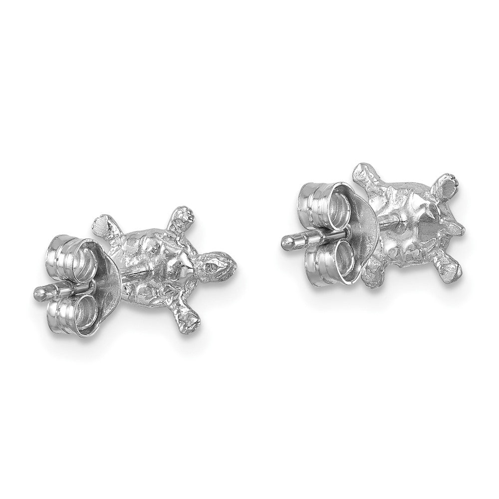 Sterling Silver Rhodium-plated Polished Turtle Post Earrings