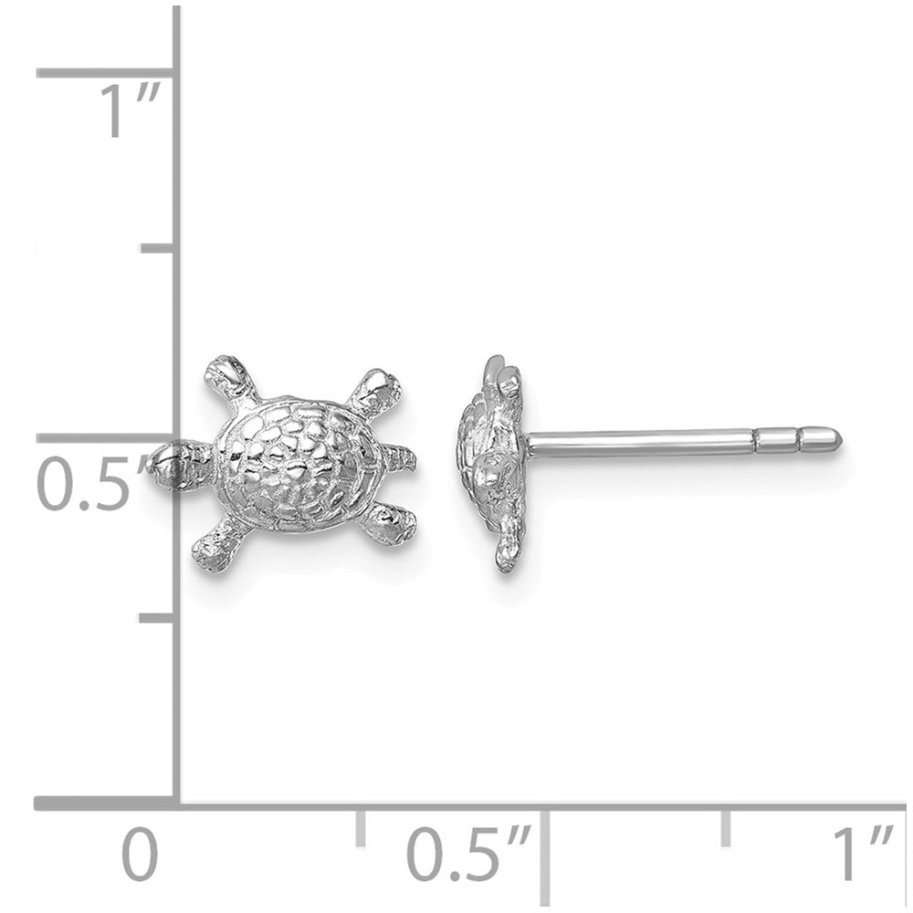 Sterling Silver Rhodium-plated Polished Turtle Post Earrings