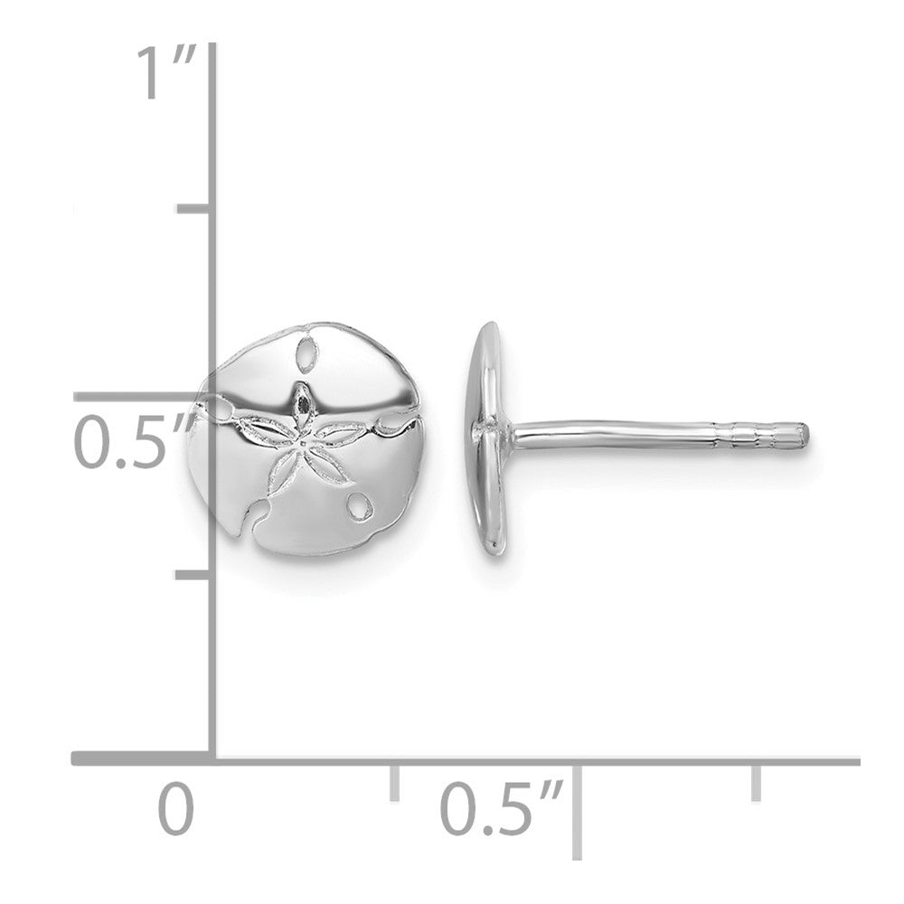 Sterling Silver Rhodium-plated Polished Sand Dollar Post Earring