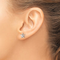 Sterling Silver Rhodium-plated Polished Starfish Post Earring