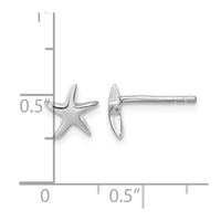 Sterling Silver Rhodium-plated Polished Starfish Post Earring