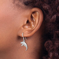 Sterling Silver Rhodium-plated Polished Manatee Dangle Earring