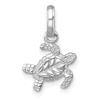 Sterling Silver Rhodium-plated Small Swimming Turtle Pendant