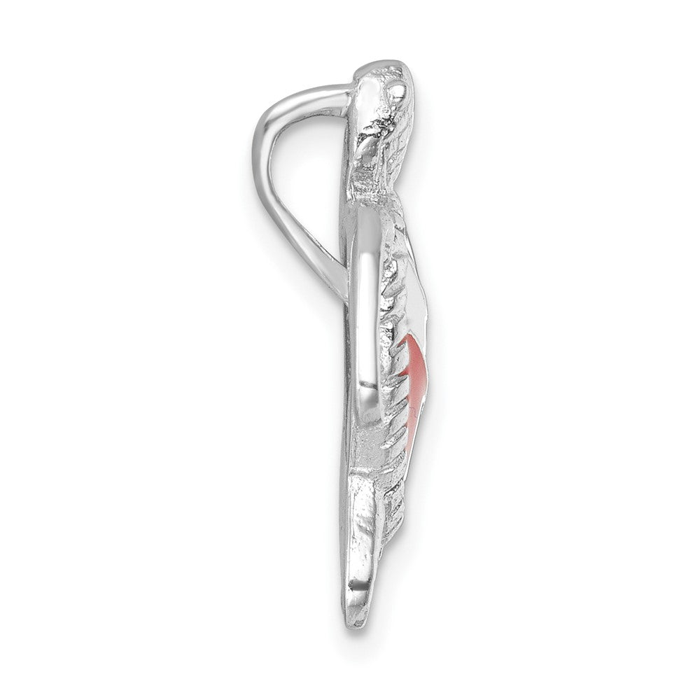 Sterling Silver Rh-plated Enameled Polished Dive Flag Turtle Chain Slide
