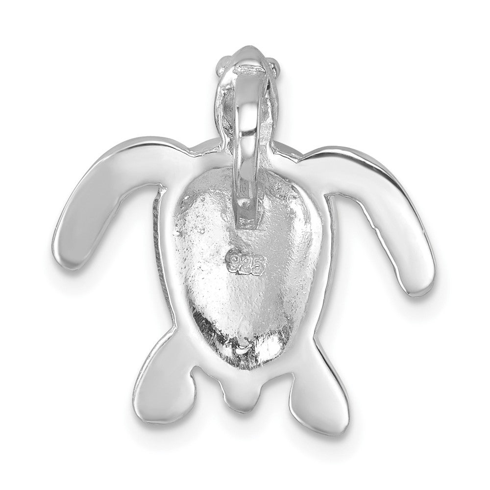 Sterling Silver Rh-plated Enameled Polished Dive Flag Turtle Chain Slide