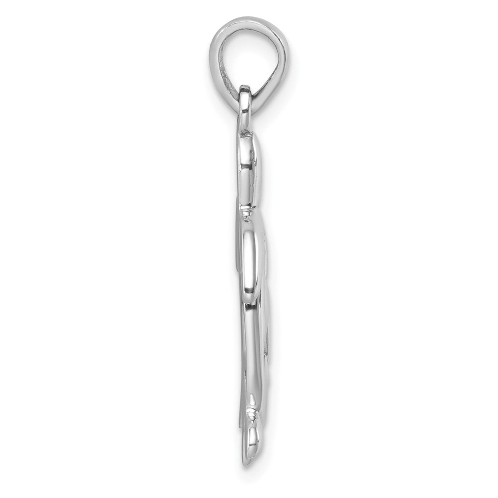 Sterling Silver Rhodium-plated Cut Out  Mother & Baby Turtle Pendant