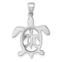 Sterling Silver Rhodium-plated Cut Out  Mother & Baby Turtle Pendant