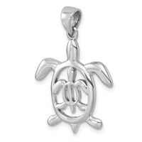 Sterling Silver Rhodium-plated Cut Out  Mother & Baby Turtle Pendant