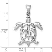 Sterling Silver Rhodium-plated Cut Out  Mother & Baby Turtle Pendant