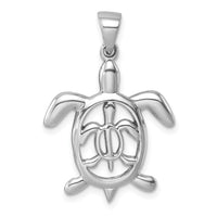 Sterling Silver Rhodium-plated Cut Out  Mother & Baby Turtle Pendant