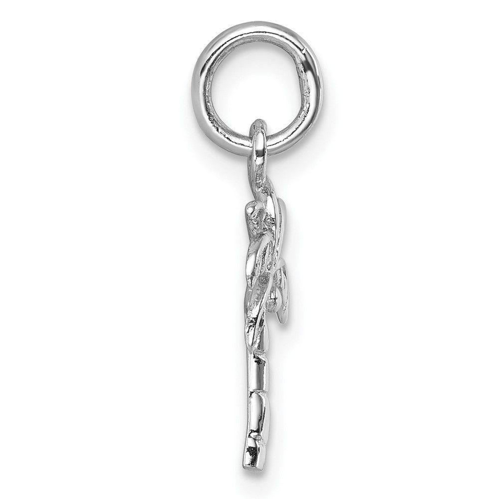 Sterling Silver Rhodium-plated Polished Palm Tree Pendant
