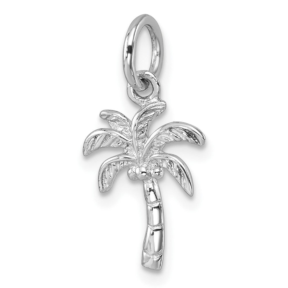 Sterling Silver Rhodium-plated Polished Palm Tree Pendant