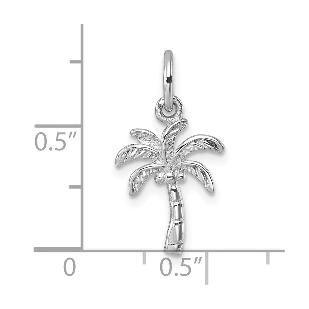 Sterling Silver Rhodium-plated Polished Palm Tree Pendant