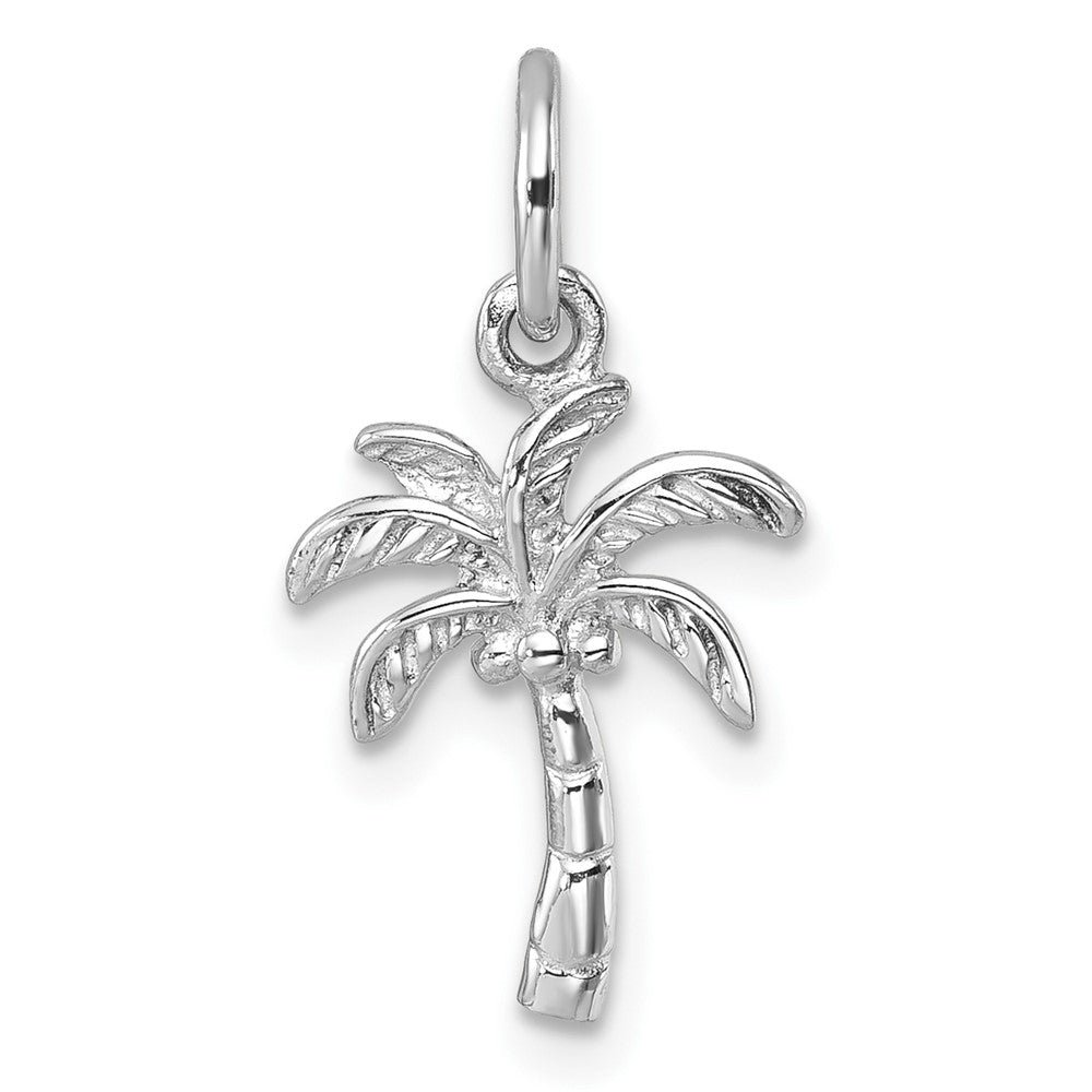 Sterling Silver Rhodium-plated Polished Palm Tree Pendant