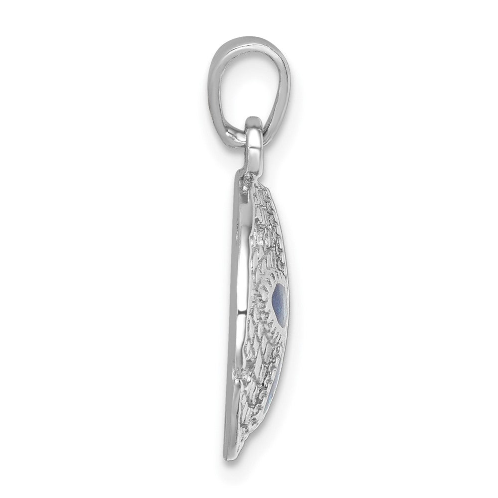 Sterling Silver Rhodium-plated Enameled Sand Dollar Pendant