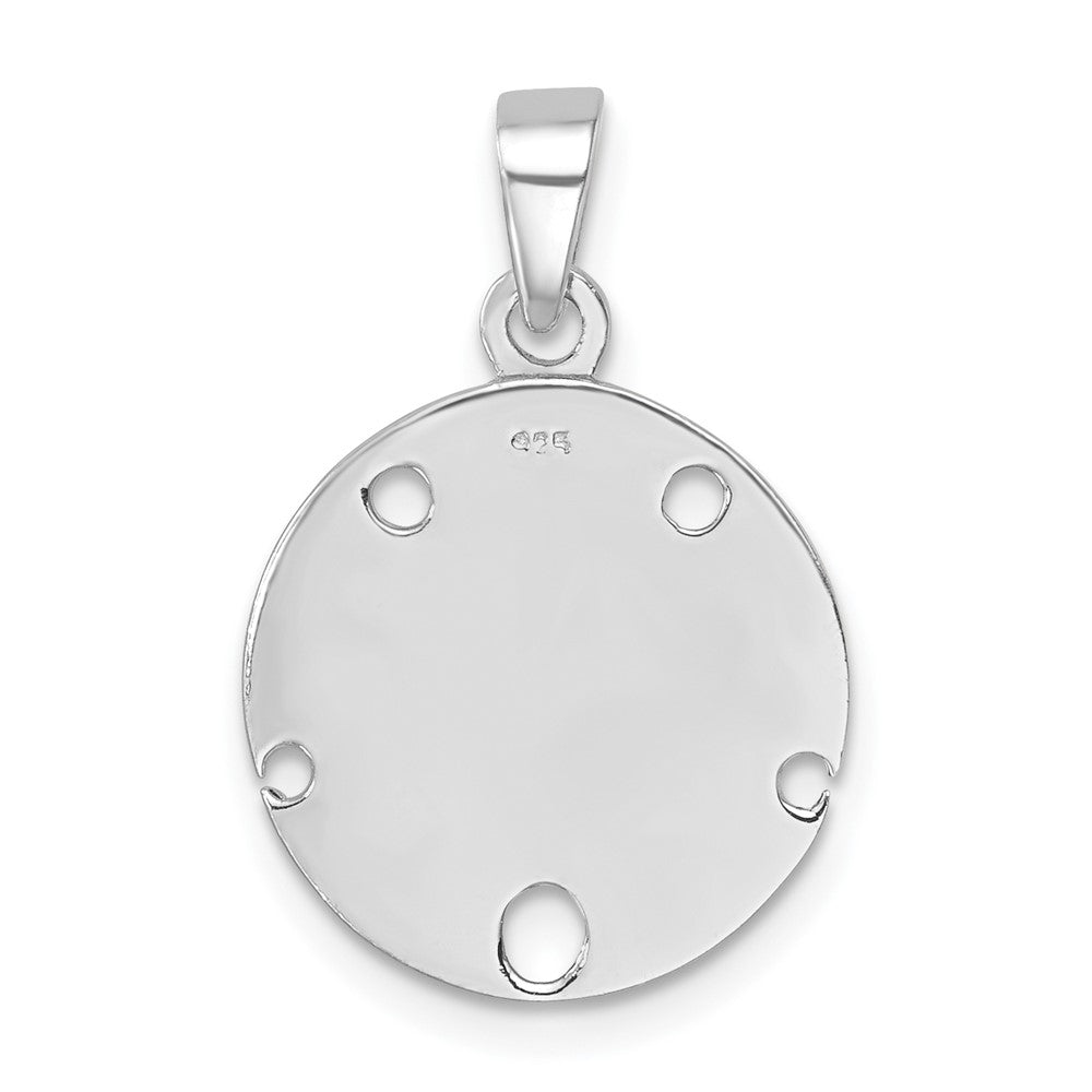 Sterling Silver Rhodium-plated Enameled Sand Dollar Pendant
