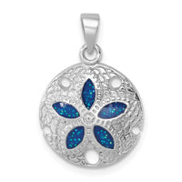 Sterling Silver Rhodium-plated Enameled Sand Dollar Pendant