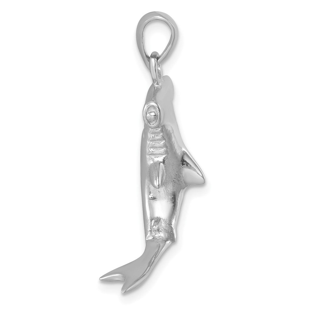 Sterling Silver Rhodium-plated Polished 3D Hammerhead Shark Pendant