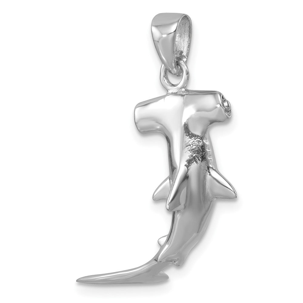 Sterling Silver Rhodium-plated Polished 3D Hammerhead Shark Pendant