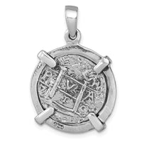 Sterling Silver Rhodium-plated Polished & Antiqued Medieval Coin Pendant
