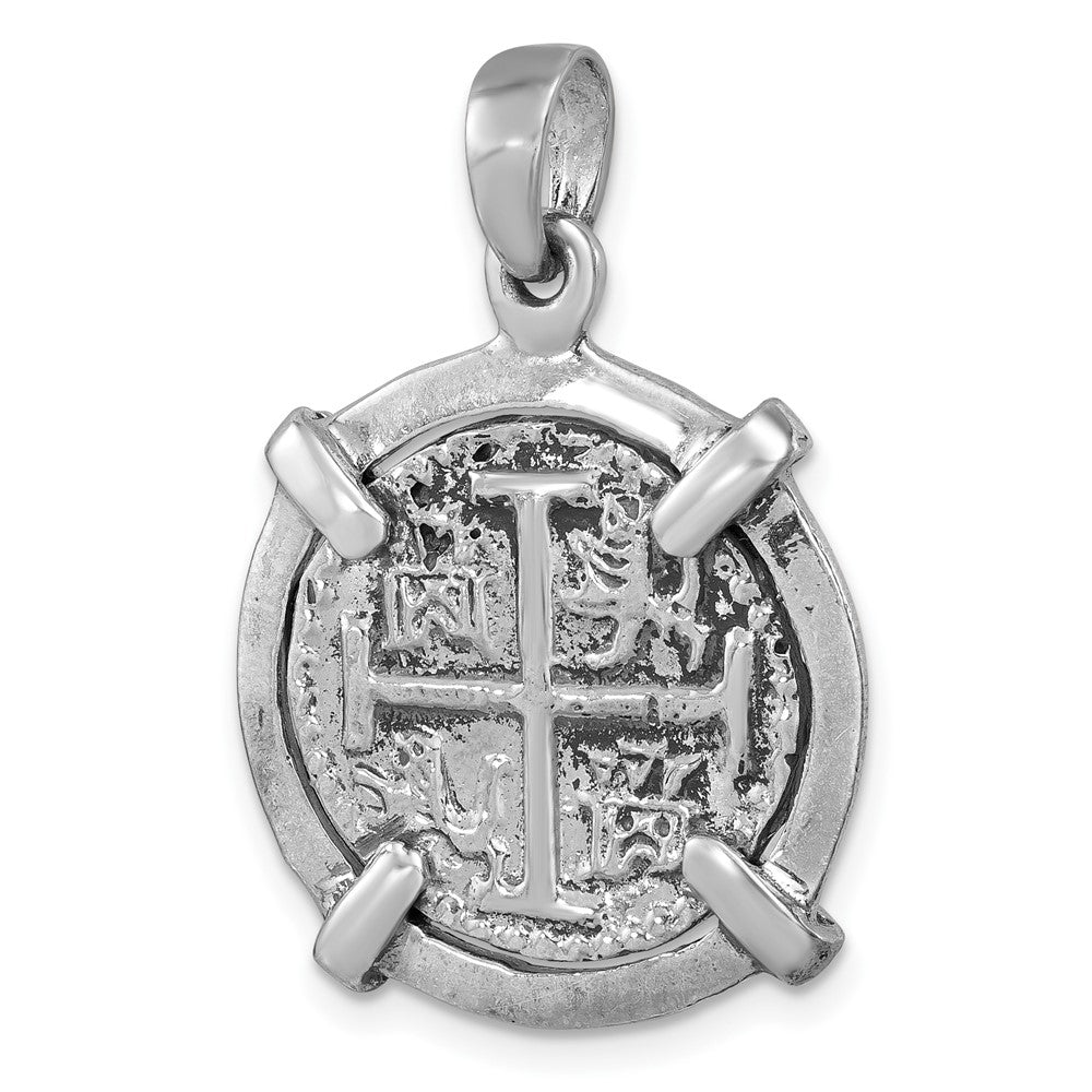 Sterling Silver Rhodium-plated Polished & Antiqued Medieval Coin Pendant