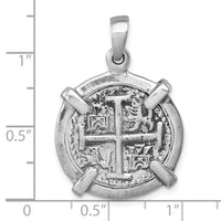 Sterling Silver Rhodium-plated Polished & Antiqued Medieval Coin Pendant