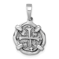 Sterling Silver Rhodium-plated Polished & Antiqued Medieval Coin Pendant