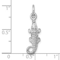 Sterling Silver Rhodium-plated Polished Small Gator Pendant