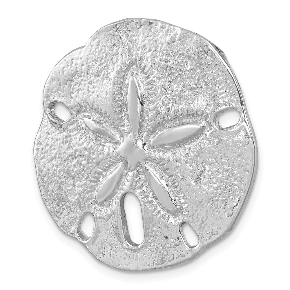Sterling Silver Rhodium-plated Polished & Textured Sand Dollar Slide