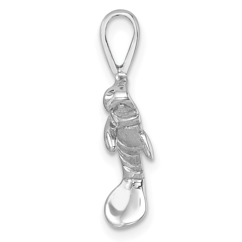 Sterling Silver Rhodium-plated Polished Manatee Pendant