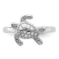 Sterling Silver Rhodium-plated Polished Turtle Ring