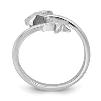 Sterling Silver Rhodium-plated Polished Starfish Double Adjustable Ring