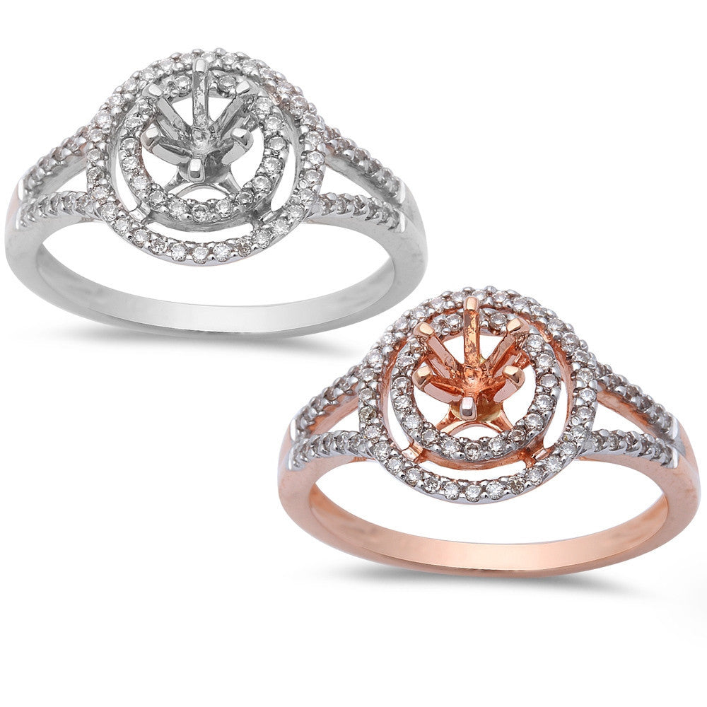 DIAMOND CLOSEOUT! .22ct Round Halo Style Semi Mount Engagement Ring 14kt White or Rose Gold Sz 6.5 ABC Rugs Kilims