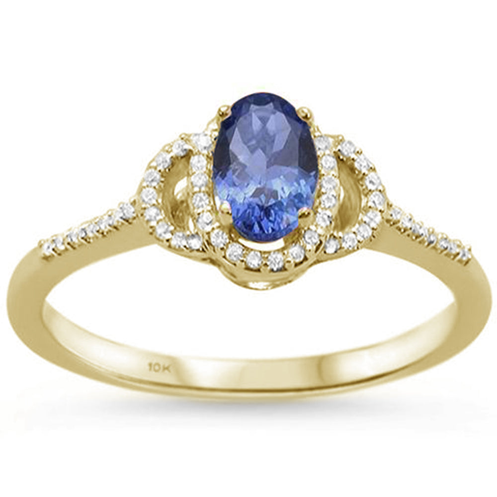 GEMSTONE CLOSEOUT ! .85ct 10K Yellow Gold Oval Tanzanite & Diamond Ring Size 6.5 ABC Rugs Kilims