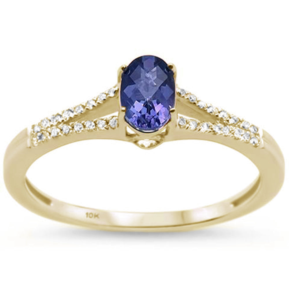 GEMSTONE CLOSEOUT ! .71ct 10K Yellow Gold Oval Tanzanite & Diamond Ring Size 6.5 ABC Rugs Kilims