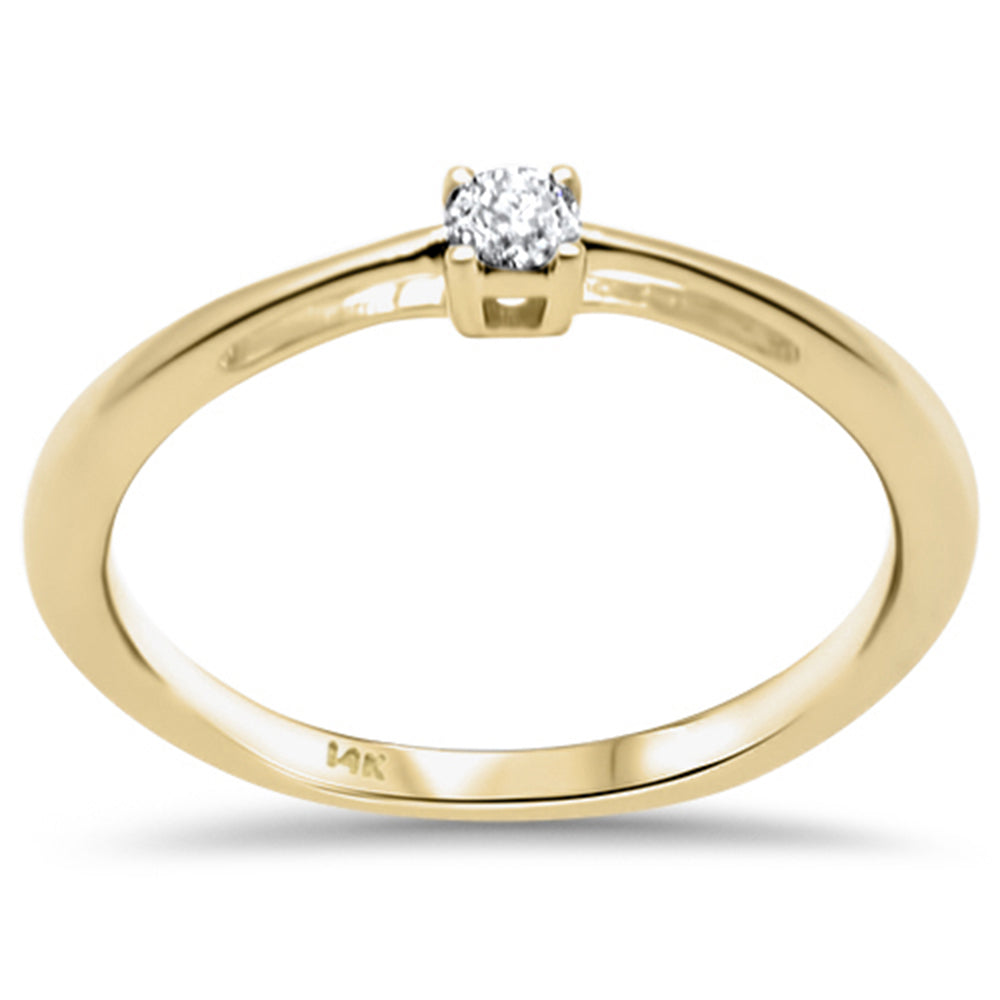 .08ct G SI 14K Yellow Gold Diamond Solitaire Ring Band Size 6.5