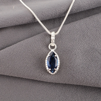 London Blue Topaz Gemstone Handmade 925 Sterling Silver Jewelry Pendant Gift For Her ABC Jewelery