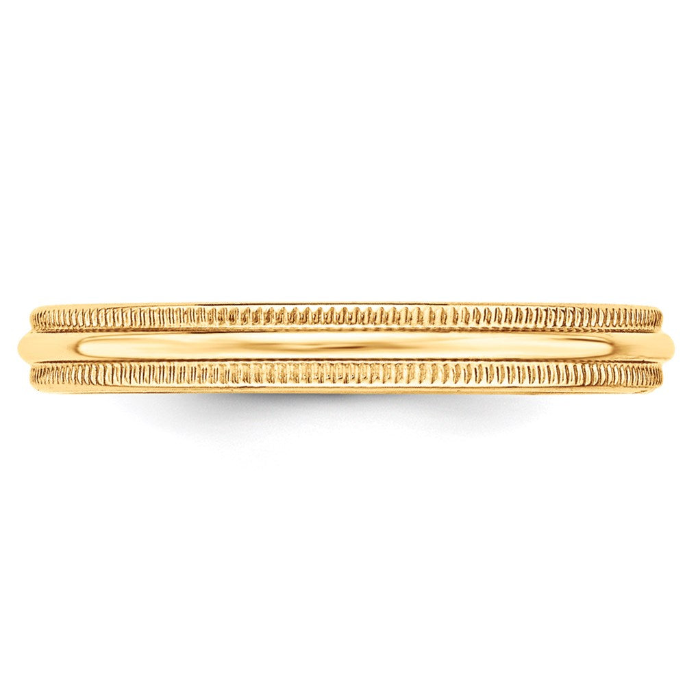 14KY 3mm Milgrain Half Round Band Size 9.5