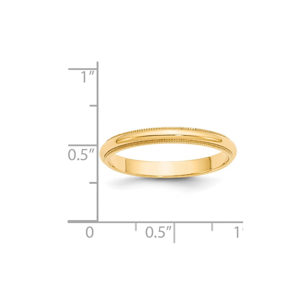 14KY 3mm Milgrain Half Round Band Size 9.5