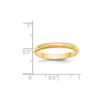 14KY 3mm Milgrain Half Round Band Size 9.5
