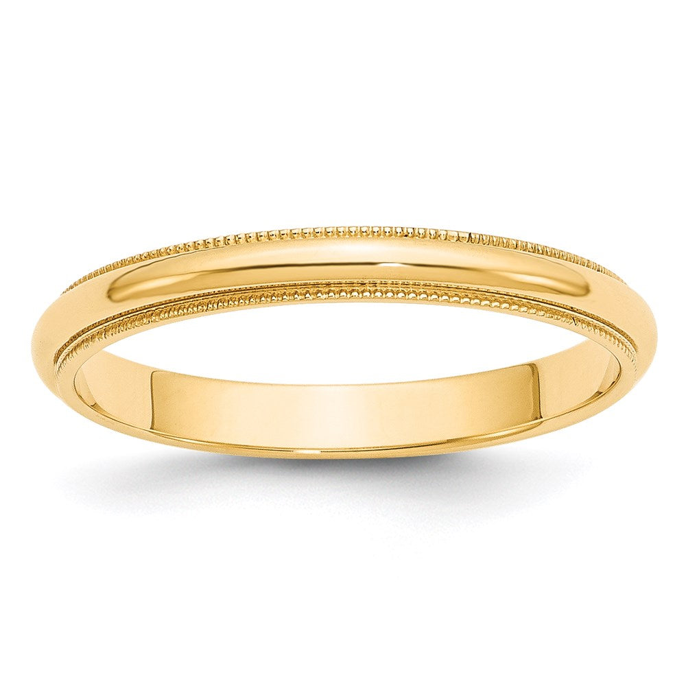 14KY 3mm Milgrain Half Round Band Size 4.5