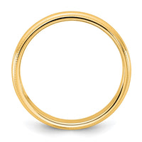 10KY 3.5mm Milgrain Half Round Band Size 8
