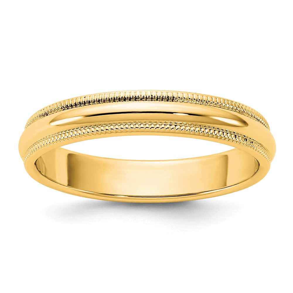 14KY 3.5mm Milgrain Half Round Band Size 12.5