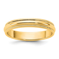 10KY 3.5mm Milgrain Half Round Band Size 8