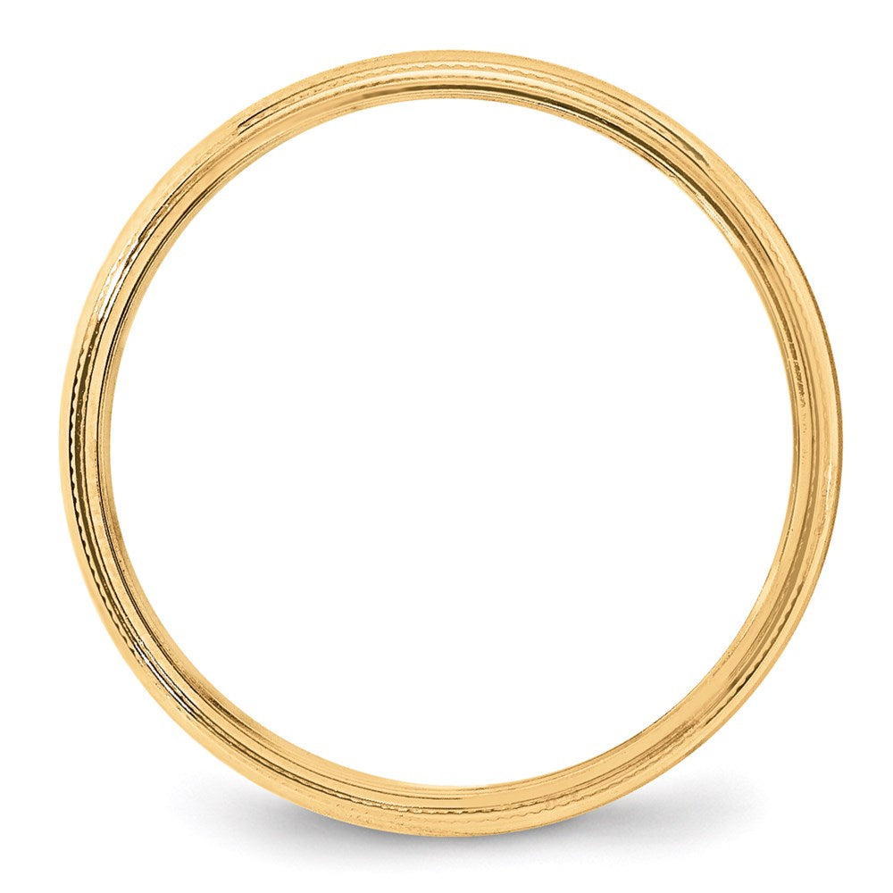 14KY 4mm Milgrain Half Round Band Size 7.5
