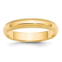 14KY 4mm Milgrain Half Round Band Size 5.5