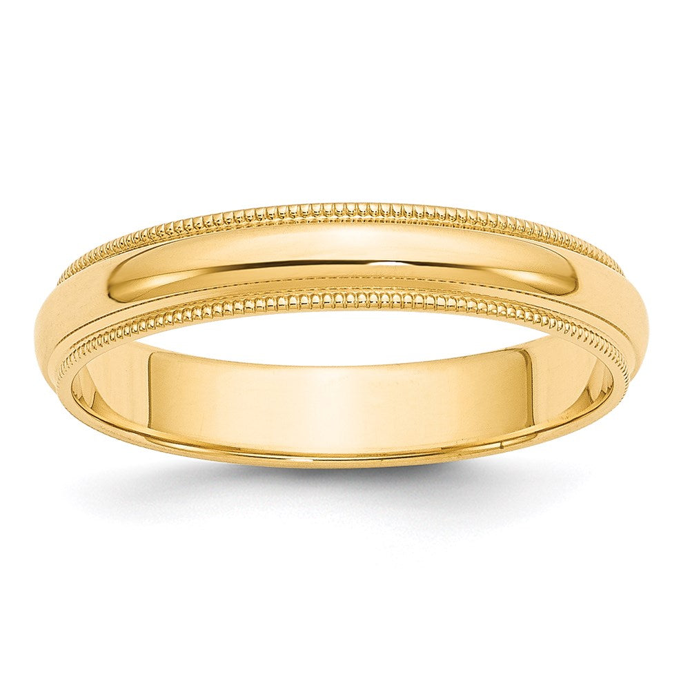14KY 4mm Milgrain Half Round Band Size 6.5