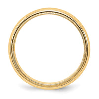 14KY 5mm Milgrain Half Round Band Size 10.5