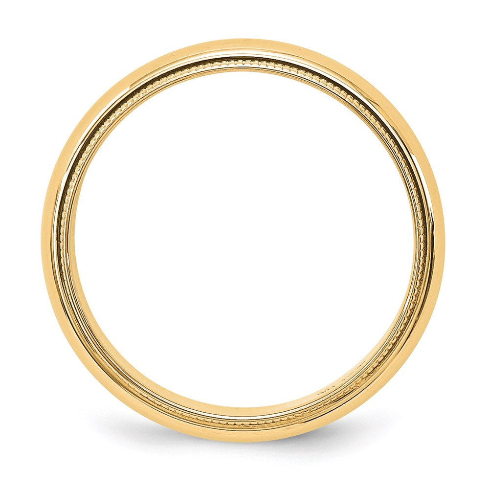 14KY 5mm Milgrain Half Round Band Size 8.5